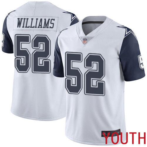 Youth Dallas Cowboys Limited White Connor Williams 52 Rush Vapor Untouchable NFL Jersey